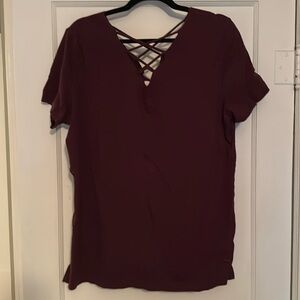 Victoria’s Secret PINK, Large, cutout V neck tshirt, maroon
